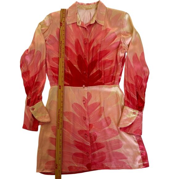 Alexis Vento Dress in Red Feather Revolve Size Medium NWOT Satin Mini Shirtdress - Picture 14 of 14
